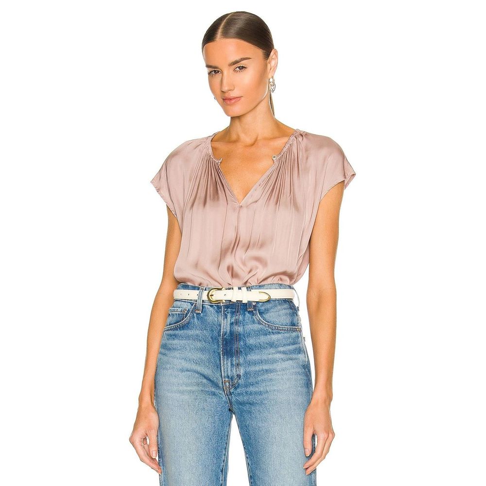 New *FLAW* Velvet by Graham & Spencer Odette Top Rose Gold M REVOLVE MSRP $158
